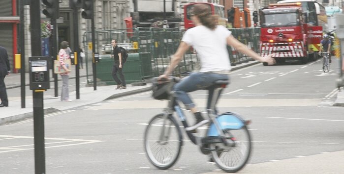 Cyclist on road